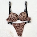 Miniatyrbilde 1 av 5: Sexy undertøy komfortabelt damesett push up BH Victoria's Secret undertøysett dameundertøy Vetement Femme leopardtrykk-Xin Leopardtryck 85B