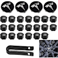 Miniatyrbillede 1 af 5: Aero Hjulkapselsæt, hjulmøtrikdæksler Model 3 Hjulkapselsæt med Tesla Logo Nav Center Cover Møtrikdæksler til Tesla Model 3 Model Y (sort)-Xin Black