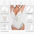 Miniatyrbild 3 av 4: Popilush Spets Shapewear Bodysuit Dam V-ringning Mage Kroppsdräkt Stringtrosor-Xin Red L