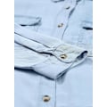 Miniatyrbilde 5 av 5: Dame Skjorte med Knapper i Denim, Casual Langermet V-Hals Chambray Bluse Topp - Xin Beau Blue Small