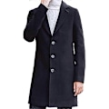 Miniatyrbilde 2 av 5: Herre Trenchcoat Lapel Enkeltbryst Lang Peacoat Jakke - Xin BLUE XL