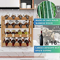 Miniatyrbild 3 av 5: Bambusvinställ, 16 Flaskor Displayställ, 4-lagers Fristående Förvaringsställ för Kök, Pantry, Vinkällare, Bar - Xin 4-Tier