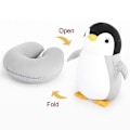 Miniatyrbillede 3 af 5: Deformerbar U-formet rejsepude flyvemaskine pingvin pude plyslegetøj nakkepude bil kontor lur hovedstøtte - Xin Grey Penguins