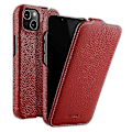 Pikkukuva 1 / 5: Sopii iPhone 14:lle aitoa lehmännahkaa + PC-kuori pystysuora läppä litsi kuvio suojakotelo-Xin Red