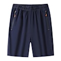 Miniatyrbillede 1 af 5: Træningsshorts til mænd med lynlåslommer, vaskbare high-stretch bukser til fitness, træningstøj - Xin Blue 4XL