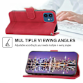 Miniatyrbild 2 av 5: iPhone 12 Fodral, Läderplånboksfodral (med axelrem) - Xin Red