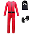 Miniatyrbild 2 av 5: Barnens Squid Game Jumpsuit Mask Handskar 3-delad Fest Rollspel Kostym Maskerad Kostym - Xin Square Mask 6-7 Years