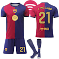 Pikkukuva 1 / 2: FC Barcelonan kotijalkapallopaita lapsille ja aikuisille 2024-2025 (Sisältää sukat)-Xin No.21 F.DE JONG XL