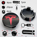 Miniatyrbilde 4 av 5: Aero Hjulkoppsett, hjulmutterdeksler Model 3 Hjulkoppsett med Tesla Logo Nav Senterdeksel Mutterdeksler for Tesla Model 3 Model Y (svart)-Xin Red 30Pcs