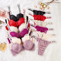 Miniatyrbild 2 av 5: Sexiga underkläder bekväma damset push up bh Victoria's Secret underklädesset damunderkläder Vetement Femme svart-Xin svart 75C