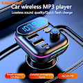 Miniatyrbilde 2 av 3: C29 Bil FM-sender Bluetooth 5.0 MP3-spiller DC12V/24V Inngang Dobbel USB 3.1A + PD 3.1A Rask Lading Bil Lader - Xin