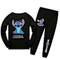 Miniatyrbilde 1 av 2: Lilo & Stitch Barnas Pyjamas Sett - Langarmet T-skjorte og Bukser - Loungewear - Nattøy - 7-14 År - Xin 11-12 Years Black