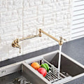 Miniatyrbild 4 av 5: Senlesen Vikbar Kökskran i Borstad Guld, Väggmonterad, Enkelflödes Kallt Vatten, Mässing, Rotationsbar Vikbar Pip, Pot Filler Kran - Xin Brushed Gold
