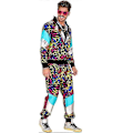 Pikkukuva 4 / 5: Miesten Naisten 80-luvun 90-luvun Hip Hop Tuulitakki Disco Takki Housut Retro Verryttelypuku Set-Xin Leopard Print M