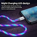 Pikkukuva 5 / 5: 1m Hehkuva 3A Nopea Lataus Type-C Korkean Nopeuden Virtaava Streamer Valo LED Tiedonsiirto USB-Xin Style C