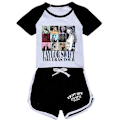 Miniatyrbild 1 av 2: 11-16 År Barn Ungdomar Pojkar Flickor Taylor Swift Tryckt T-shirt + Shorts Sommar Loungewear Sportkläder Set Present-Xin Black 11-12 Years