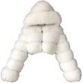 Miniatyrbild 1 av 4: Fuskpälsjacka Dam med Huva Kort Bubbeljacka Fleece Kort Varm Jacka Plus Size Vinterjacka för Kvinnor-Xin White Large
