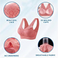 Miniatyrbilde 3 av 5: Ortopedisk BH for kvinner, anti-henge-BH for eldre kvinner, holdningskorrigerende BH, pustende push-up BH-Xin Watermelon Red Large