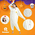 Pikkukuva 3 / 5: Aikuisille tarkoitetut yhden osan pyjama-asu eläinaiheisella kuviolla, Halloween-asu, joulupyhän pyjama-asu, yhden osan asu - Xin White Chicken Large
