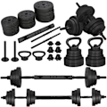 Miniatyrbild 2 av 4: Hantelset - SPRINGOS - 20 kg - Justerbara hantlar - Konvertibel Kettlebell - Set om 2 stycken svart