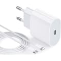 Rask lader - Apple - 20W - Kompatibel med iPhone 13 Pro Max - 1M kabel - Power Delivery 3.0