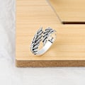 Miniatyrbild 3 av 4: Vingar Ring Retro Fjäder Silver Ring Justerbar Ring Presenter För Kvinnor Män 15