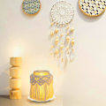 Miniatyrbilde 5 av 5: Makrame lysestake-garland, 2-delt varmeljus dekorative lys, beige boho dekorativ balkong for lys og tørkede blomster (A)