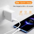 Miniatyrbillede 3 af 5: 33W hurtigopladende USB-oplader, 6A strømadapter, USB Type-C-kabel til Xiaomi Redmi Note 13/12 og Samsung.