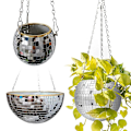 Miniatyrbilde 5 av 5: Disco Ball Planter Form Vase Med Drenerings Speil Dekorasjon-s