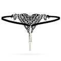 Miniatyrbild 2 av 5: 2xkvinnor Tunna Lacy Pearls urholkade Sexig stringtrosa G-string Trosor Svart