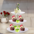Miniatyrbillede 4 af 7: 3-lags Cupcake Stand, Etagere, Bryllupsdessert Cupcake Stand, Serveringsfad til Godbidder, Etagere, Kageholder White