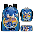 Miniatyrbild 1 av 5: Sonic Grundskola Skolväska Tredelat Set Anime Tecknad Ryggsäck Axelväska Pennfodral hög kvalitet 22 Shoulder bag