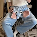 Pikkukuva 4 / 5: Elefantin Kärsä Pyjamahousut Miehille, Elefantti Pyjamahousut, Sarjakuva Pyjamahousut Hauskat Iloiset H Blue Flannel M