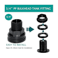 Miniatyrbillede 4 af 5: PVC Bulkhead Fitting Dobbelt Gevindet Bulkhead Vandtank Stik til Regnfade Akvarier Vand