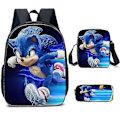 Pikkukuva 1 / 5: Sonic Ala-asteen Koululaukku Kolmiosainen Setti Anime Sarjakuva Reppu Olkalaukku Penaali korkealaatuinen H backpack