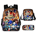 Pikkukuva 3 / 5: Sonic Ala-asteen Koululaukku Kolmiosainen Setti Anime Sarjakuva Reppu Olkalaukku Penaali korkealaatuinen P Shoulder bag