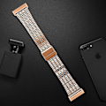 Miniatyrbilde 4 av 5: For Fitbit Versa 4/Sense 2 Rustfritt Stål 7-Perlers Klokkereim Dobbel Spenne Erstatningsarmbånd Rose Gold