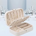 Miniatyrbillede 4 af 6: Smykkeskrin Lille Smykkeorganiser Rejsesmykkeetui Opbevaring til Kvinder Piger, Premium Kunstlæder Dobbelt Lag Smykkeskrin Organiser White