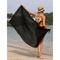 Miniatyrbilde 2 av 6: Strandskjørt for kvinner, strandkjole i chiffon, sarong, bikini-cover-up for badetøy, langt skjerf, halv strandpareo for sommeren Black