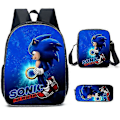 Pikkukuva 1 / 5: Sonic Ala-asteen Koululaukku Kolmiosainen Setti Anime Sarjakuva Reppu Olkalaukku Penaali korkealaatuinen 8 Shoulder bag