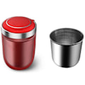 Miniatyrbillede 2 af 4: Bilaskebæger med låg og blåt LED-lys, bærbar røgfri skraldespand i rustfrit stål, biltilbehør, passer til de fleste kopholdere i biler Red Only Ashtray