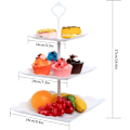 Miniatyrbillede 2 af 7: 3-lags Kageopsats, Hvide Eftermiddagste Stands, Firkantede Cupcake Frugt Dessert Party Serveringsfade Stands Genanvendelige