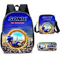 Pikkukuva 1 / 5: Sonic Ala-asteen Koululaukku Kolmiosainen Setti Anime Sarjakuva Reppu Olkalaukku Penaali korkealaatuinen X Shoulder bag