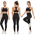 Miniatyrbild 2 av 6: Leggings för kvinnor, mjuka, högmidjade, med magkontroll, sportleggings för träning, gym, löpning och yoga Black S to M