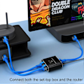 Miniatyrbilde 3 av 5: Ethernet Splitter 1000mbps Høy Hastighet 1 til 2 Enheter Samtidig Nettverk Stabil Signaloverføring Nettverk Splitter