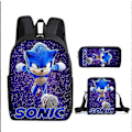 Pikkukuva 1 / 5: Sonic Ala-asteen Koululaukku Kolmiosainen Setti Anime Sarjakuva Reppu Olkalaukku Penaali korkealaatuinen 1 backpack