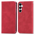 Miniatyrbild 1 av 4: Retro Magnetiskt Läder Skal med Hudkänsla Red For Samsung Galaxy A55 5G