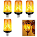 Miniatyrbild 1 av 5: LED-lampa med flammande effekt, 4 lägen flimrande glödlampor, E26/E27-sockel, jul 4pcs
