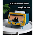 Miniatyrbilde 2 av 3: Ansiktsvevboks med telefonholder - TV-formet vev- og smarttelefonholder