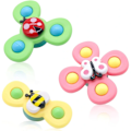 Pikkukuva 2 / 4: 3 kpl - Fidget Spinner imukupilla lapsille - Pyörivä lelu, monivärinen
